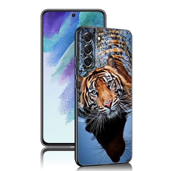 Животный Tiger Leopard Phone Case для Samsung Galaxy S23 S22 S21 S20 Ultra FE S10E S10 Lite S9 S8 Plus S7 S6 Edge мягкая черная крышка