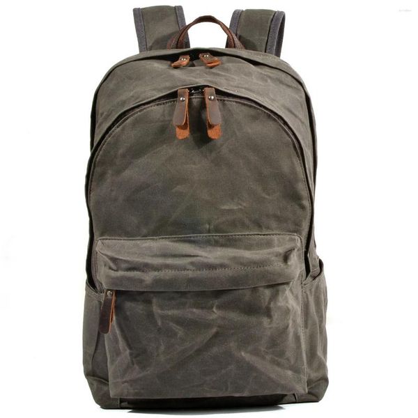 Рюкзак Европа водонепроницаемые холст кожаные рюкзаки Мужчины с большими возможностями, путешествующие дневные, долговечные мальчики, школьница, мужской ноутбук рюкзак
