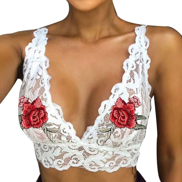 Plus Size Lace Bra Frauen Unterwäsche weibliche weibliche schwarze weiße Spitze Push-up Bras Hollow Stickerei Dessous Intimates Bralette