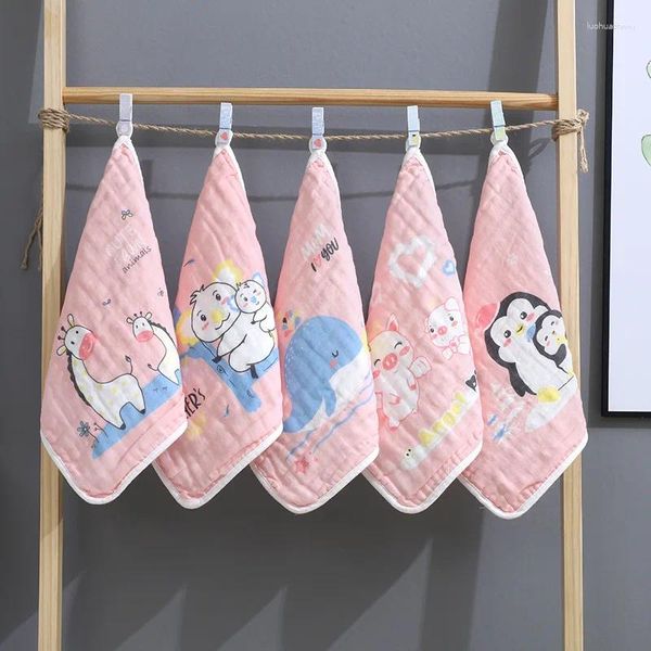 Decken 5pcs/Los 6 Schicht Musselin Quadrate Handtuch Baumwolle Baby Taschentuch Kinder Kind wischen Stoff geborene Gesichtslätzchen Fütterung