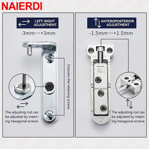 Naierdi 2pcs portas invisíveis dobradiças 3D liga giratória de zinco de zinco Hinge Hinge para hardware de móveis para casa de cozinha hardware