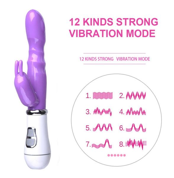 GSPOT Double Dildo Vibrator Rabbit Rabbit Brinquedos sexuais de massager vaginal à prova d'água para mulheres Masturbação252082383384135206