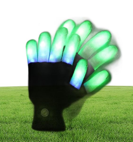 Neue 7 Modi Farbwechseln Sie blinkende LED -Handschuh für Konzertparty Halloween Weihnachtsfinger blinkend glühend Fingerlicht leuchtet G6677410