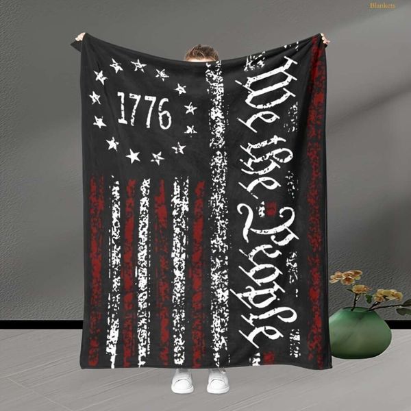 Comfort patriottico per tutte le stagioni: coperta di bandiera americana ipoallergenica resistente alle lacrime-Perfect Gift Men militare, ideale per il campeggio