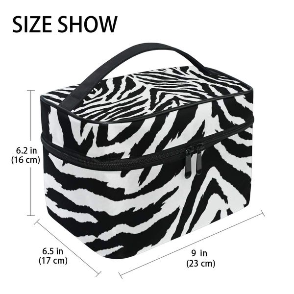 Animal Zebra Print preto Branco de pele Bolsa cosmética de grande capacidade Caice de higiene pessoal prático Organizador de maquiagem para meninas para meninas