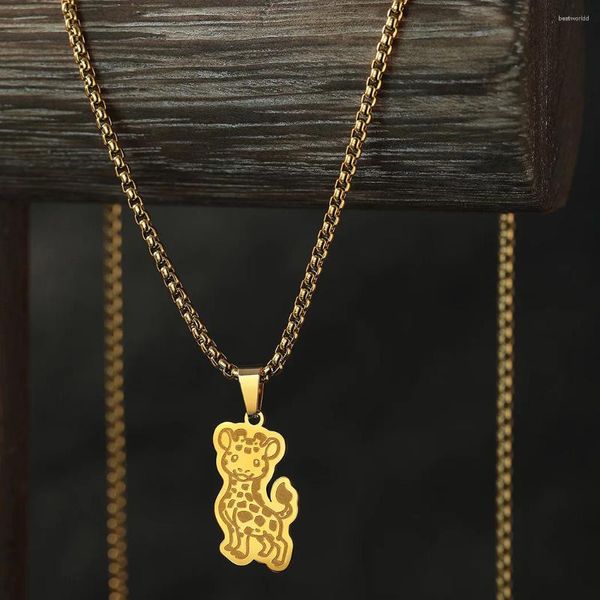 Anhänger Halsketten Chengxun liebenswerte Giraffe Halskette Zoo Tier aus Edelstahl süßer Cartoonschmuck für Männer und Frauen
