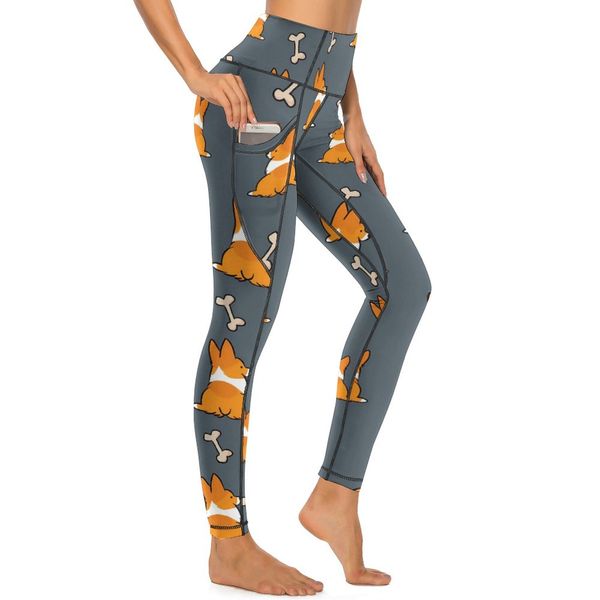 Corgi Butt Print Yogamhosen sexy lustige Tier benutzerdefinierte Leggings hohe Taille trainieren Leggins Frauen lustige elastische Sportstrumpfhosen