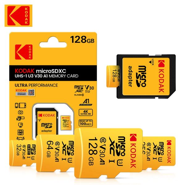 Cards 20pcs Kodak U3 Micro SD Card 32GB 64GB 128GB SDXC/SDHC CLASSE 10 CARTE DE MEMÓRIA FLASH MICRO SD 32GB SDCARD PARA Smartphone/Câmera