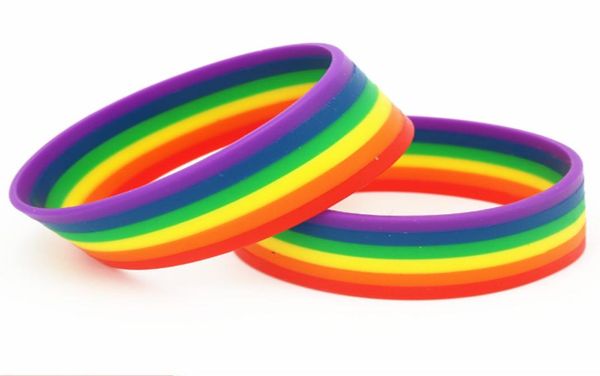 50pcs Fashion Silicone Rainbow Pride Bracciale Mutilate -Mutilated Rubbo Gay Lesbian Colleband Gioielli per Trans Gift5393867