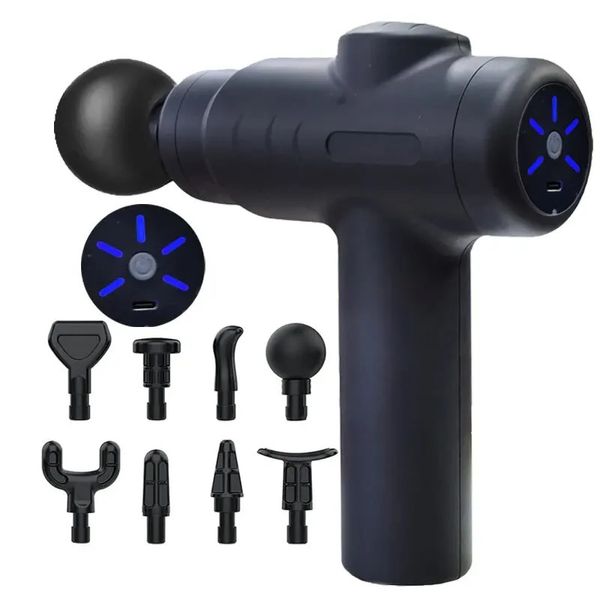 Tragbare Faszien -Waffen -Auswirkung Muskelmassage Körper Back Hammer Fitnesstraining Assistent USB Lading Black 240411