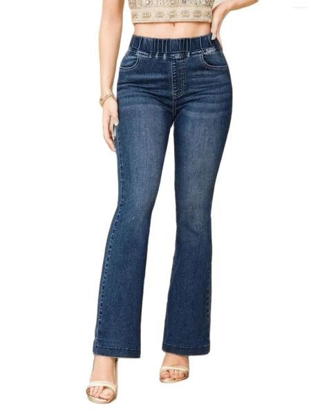 Jeans femininos 2024 Autumn e inverno elástico de cintura cortada moda altamente esbelta