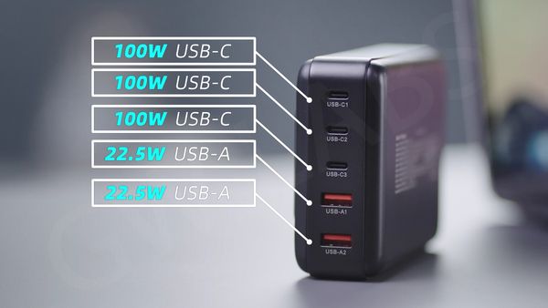 5-PORT 200W PD 3.0 GAN Charger 1,8 