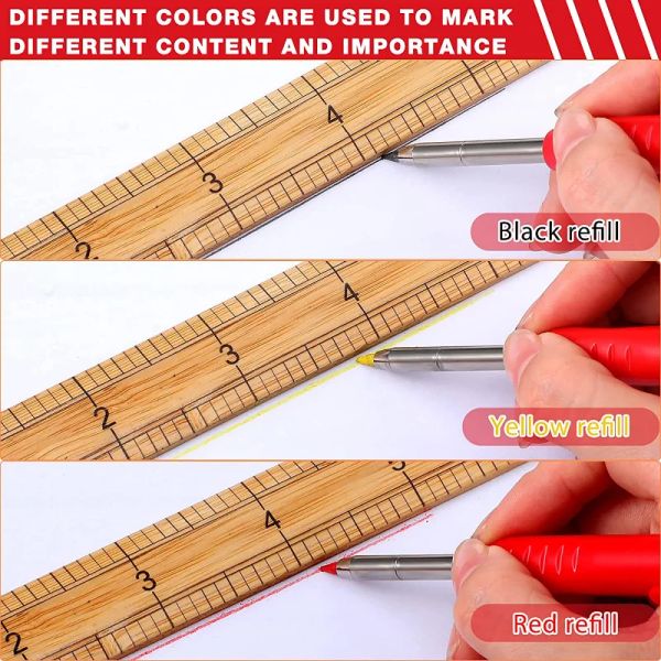 Solid Carpenter Bleistift Set -Markierungswerkzeug Holzbearbeitung Tiefes Loch Mechanische Stifte Carpenter Bleistifthalter Professionelle Werkzeuge