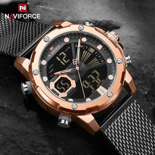 Armbanduhr Herren Naviforce Luxus Edelstahl Uhrengurt Herren Wachgurt Quarz Chronograph Uhr Reloio Maskulino