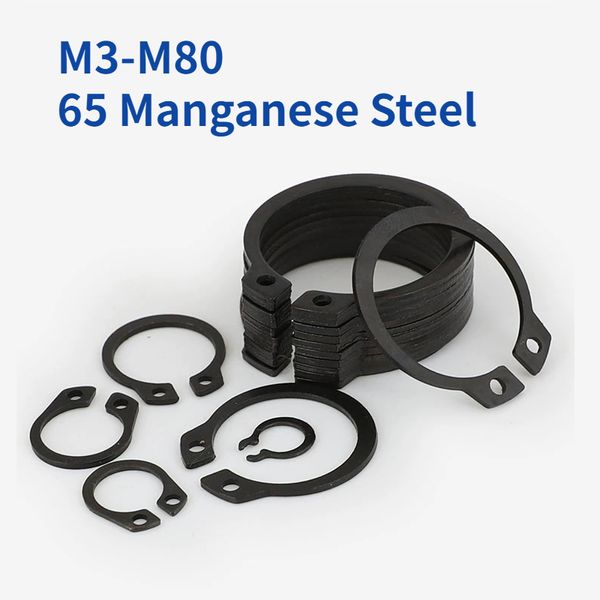 M3-M80 GB894 Black 65mn in acciaio manganese C Tipo di cerchia esterna Riduccia di clip di fissaggio per albero per albero