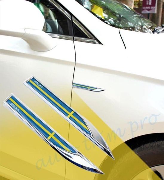 2pcs 3D наклейка наклейка для шведского флага Символ Флаг автомобиль обе стороны
