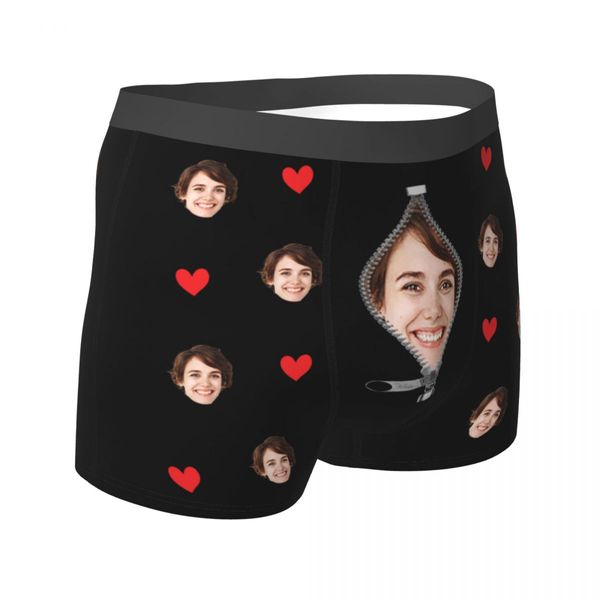 Shorts Shorts Mutandine Custom Love Heart Girlfriend Face Boxer Breve regali di San Valentino per lui biancheria intima