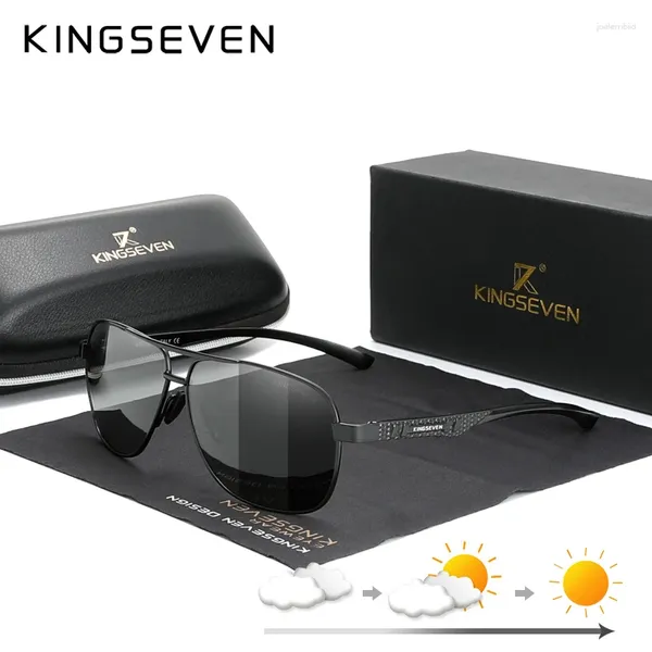 Óculos de sol Kingseven Pochromic Men Aluminium polarizou UV400 espelhado machos de sol dos óculos para N7188