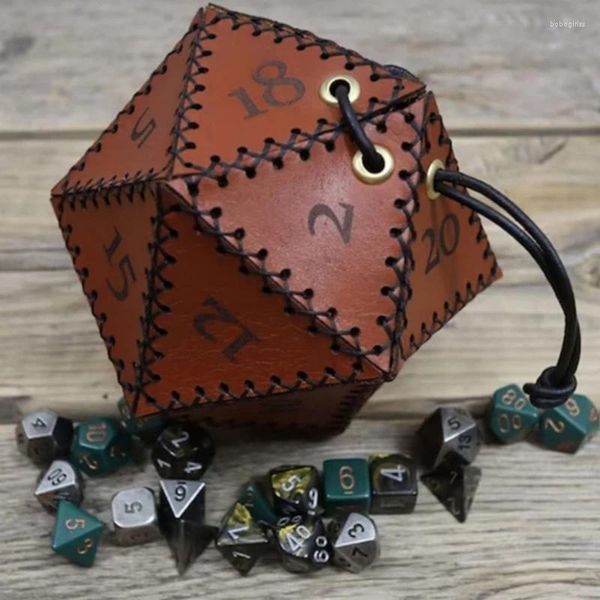 Bolsas de armazenamento Bolsa de couro Poligonal Drawstring para Role Playing Coin Purse