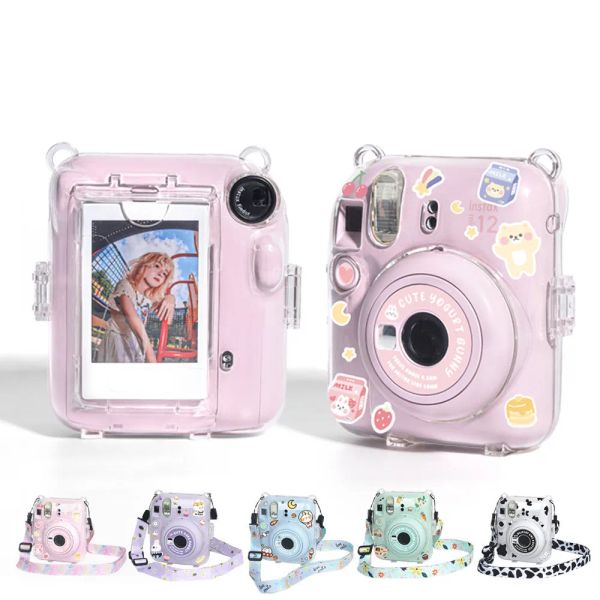 Para Instax Mini 12 Crystal Transparent Protective Case Saco para Fuji Fujifilm Saco de câmera instantânea para Instax Mini 12