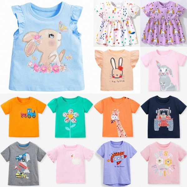 Çocuklar Tişörtler Kızlar Erkekler Kısa Kollu Tshirts Sıradan Çocuklar Karikatür Hayvanlar Çiçekler Baskı Tees Bebek Gömlek Bebekler Toddler Yaz Tops 909b#