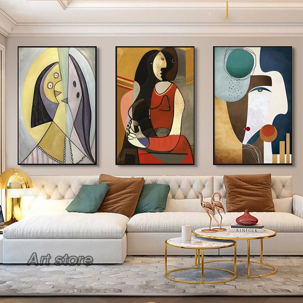 Picasso Famous Artworks Posters impressões abstrata figura sonhando mulher arte de parede pinturas em casa decoração de sala de estar cuadros