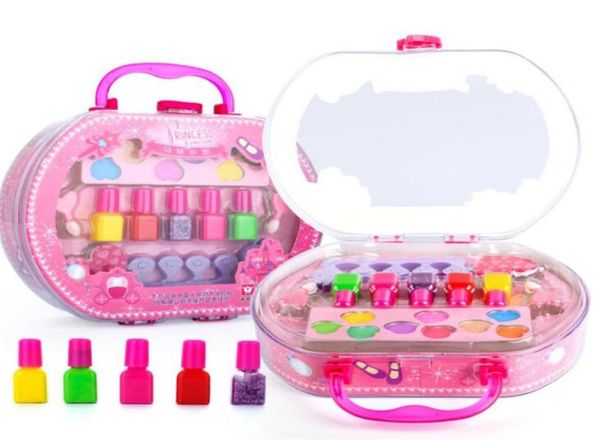 Make -up -Spielzeug so tun, als würde Kinder Make -up -Set Sicherheit ungiftiges Make -up -Kit Spielzeug für Mädchen anziehen, die kosmetische Reiseschachtel Mädchen Beauty Toy LJ3482130 anziehen