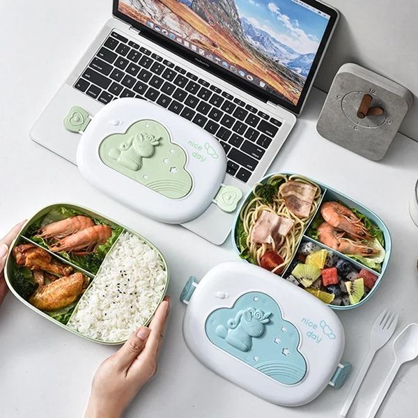 Çocuklar için Sevimli Öğle Yemeği Kutusu Mikrowae Bento Lunchbox Çocuk Çocukları Açık Kamp Piknik Yemek Konteyneri Çocuklar İçin PortableBento Kutusu