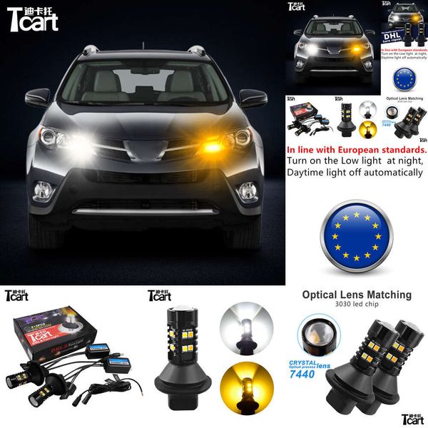 Для Toyota Rav 4 Rav4 Daytime Huntime Light Sign Sign Sign Led DRL 7440 T20 аксессуары 2013 2014 2015