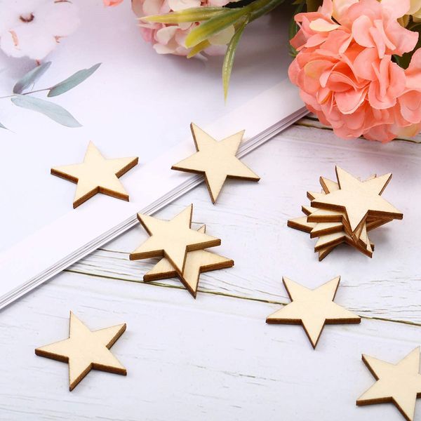 50pcs/conjunto STAR INFINCIDO PROMUTOR PROMUTOR DE MADEIRA FLIÁRIAS DE MADEIRA DIY CRANTOS DIY FATIZARES DE MADEIRA PARA PINTURA DE PINTURA DE PINTURA DE PINTURA