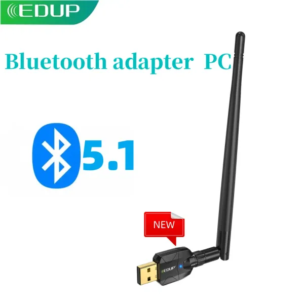 Adaptadores/dongles EDUP USB Adaptador Bluetooth DONGLE Adaptador Bluetooth 5.1 Longo Ranco para PC Laptop Wireless Speaker Receptor USB Transmissor USB