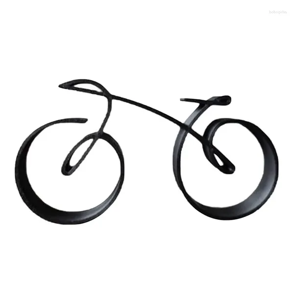 Estatuetas decorativas de bicicleta escultura emoldurada em enquadrada de estilo preto linha de bicicleta de arte para as mulheres amantes duráveis