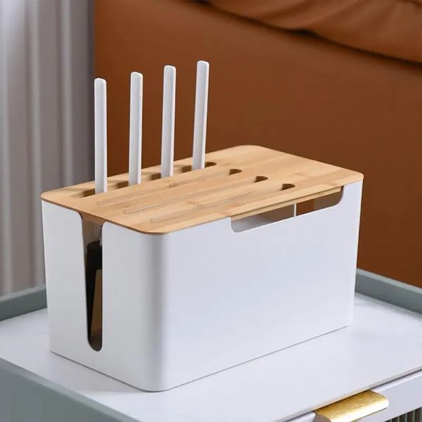 Router Storage Box Draht Kabel Speicherkoffer Organizer Staubdichtem Draht Organizer für Schreibtisch-TV-Computer zum Abdecken von Stromstreifenkabel