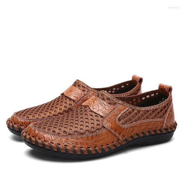 Sapatos casuais malha de malha masculina respirável de sola macia dirigindo sapato de homens plus size