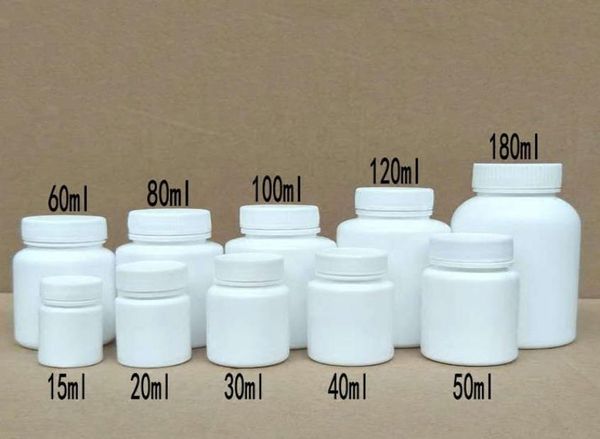 50pcs 15ml20ml30ml60ml100 ml Plastik PE Weißer Versiegelflaschen Festpulver Medizin Pillenfläschchen Reagenzien Packungsbehälter8054451
