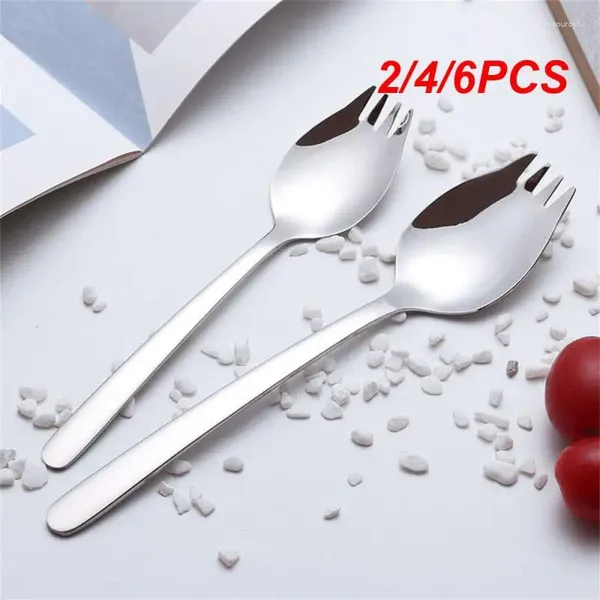 Forks 2/4/6pcs Çatal Kaşığı Paslanmaz Çelik Takım Sınıfı Güvenlik El Yapımı Ev Meyve Çok Fonksiyonlu Ayna