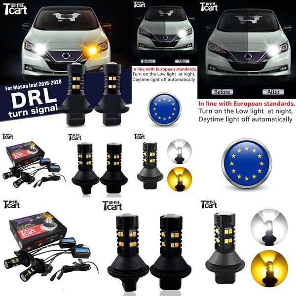 per Nissan Leaf (ZE1) 2018 2019 2020 2 pezzi LED LED in esecuzione della luce DRL 2in1 Accessori per auto di sicurezza di guida