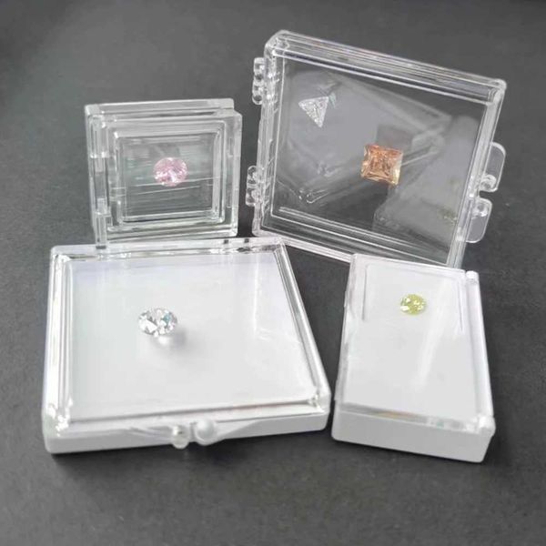 Scatole di gioielli personalizzati per la pietra preziosa per la pietra per gemme scatola di stoccaggio in pietra Organizzatore di gembo di pietra per gemme Diamond Packaging Scatola di protezione 2pcs