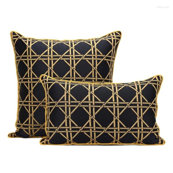 Caixa de luxo de travesseiro Cojines decorativos cojines preto geométrico geométrico moderno lindo jacquard coussin cadeira