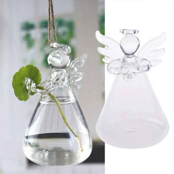 Vaso transparente Cute de vidro transparente anjo de flor Planta pendurada Decorações de casamento para colocar flores DropShipping