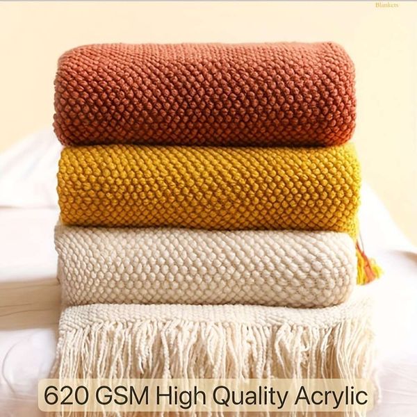 Cobertor de arremesso de malha de malha contemporânea-100% acrílico, decoração leve para todas as estações para cama de sofá, lavagem de hine