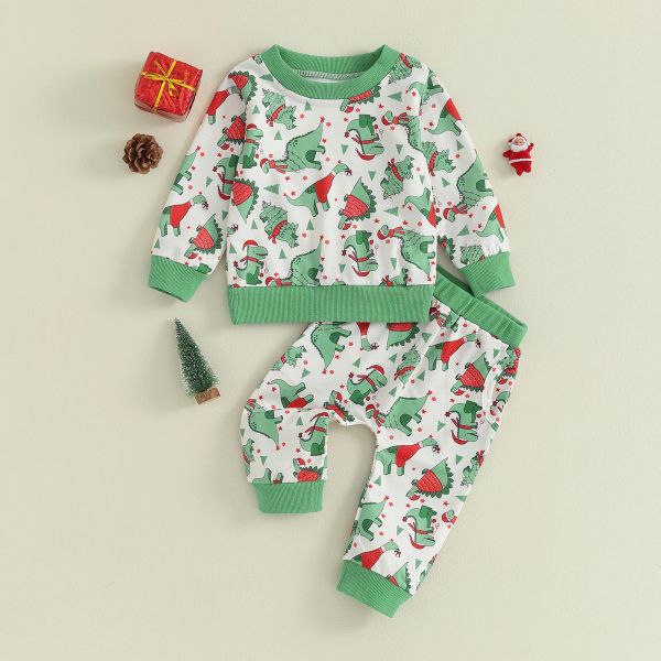 Pantaloni mababy 03y natalizi neonato neonato per neonati set di vestiti da ragazza a maniche lunghe Trote di dinosauro pantaloni per natale costumi d05