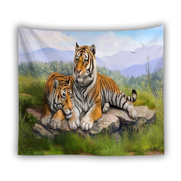 Parede pendurada art déco quarto tapeçaria rei da floresta tigre leopardo tapeçaria florestal animal tigre tapeçaria parede decoração