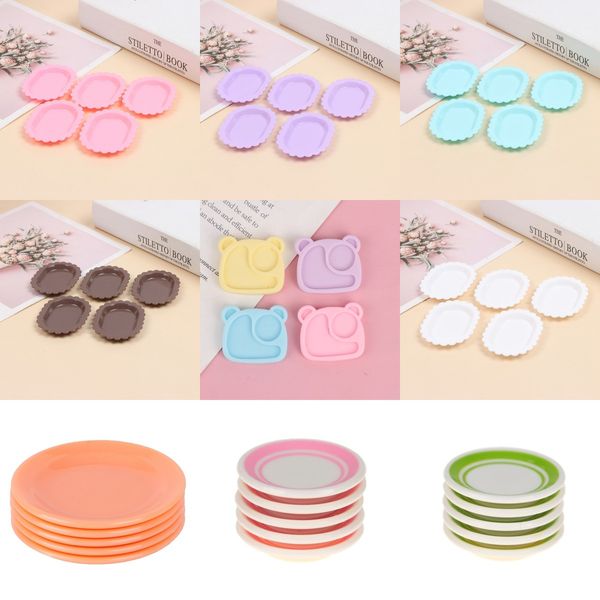 4/5pcs Süßigkeiten Farbe 1/12 Dollhouse Miniatur Nordic Food Plate Puppenhaus Mini Play Küchenmöbel Accessoires