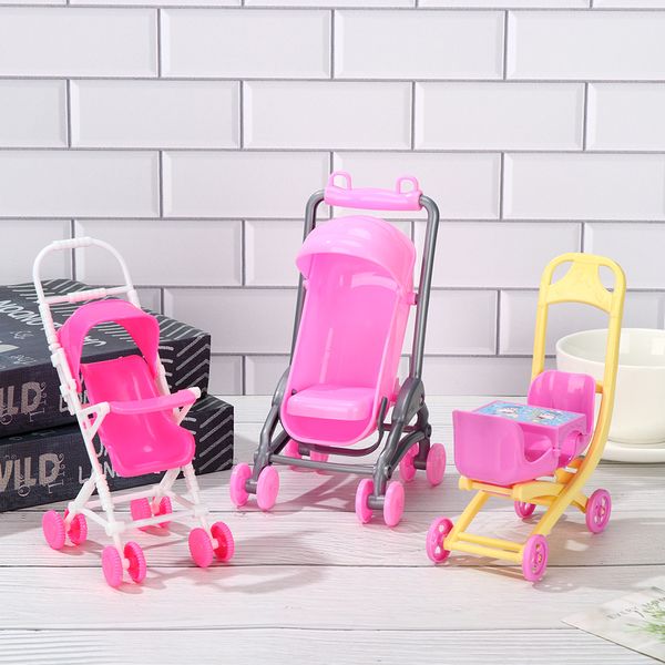 Miniatur -Baby Kinderwagen für Puppenzubehör Dollhouse Möbel Plastik Mini Essstuhl Infant Carts Mädchen tun Toten