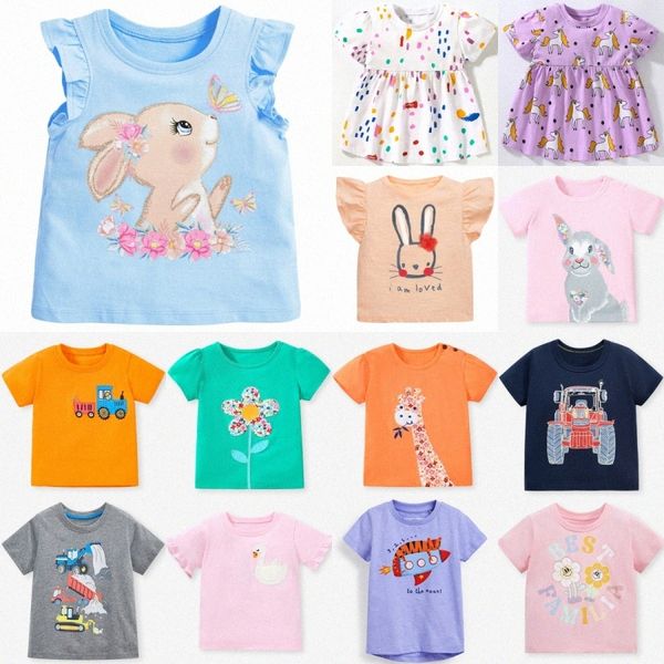 Kinder T-Shirts Mädchen Jungen Kurzärmele T-Shirts lässige Kinder Comictiere Blumen gedruckte Tees Babyhemden Säuglinge Kleinkind Sommer Tops G3VQ#