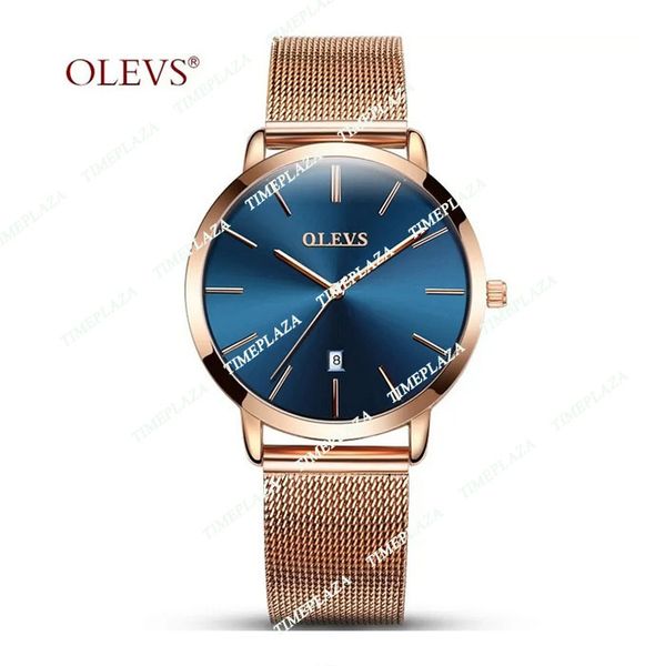 Woman Watch Brand Luxury Women Gold Gold Rose Stainless Aço Relógios Automóvel Data Automática Ultra Thin Quartz Watch Watch Ladies Watch Blue