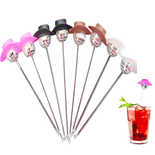 6pcs Disco Balls Swizzle Sticks Cowgirl Hat Disco Bere Bere Stillatore Mestille di caffè Stirrifere di plastica Decorazione da cocktail party