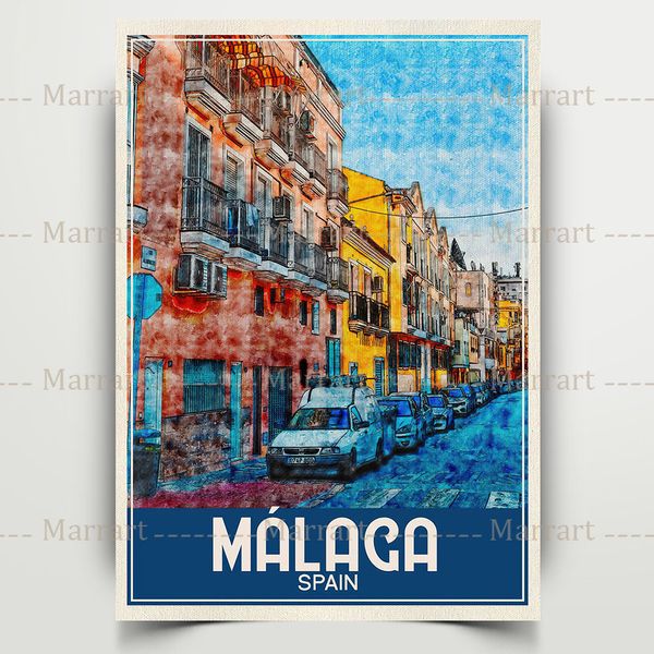 Famoso poster di scenari di architettura spagnoli Capiz Cadice Granada Siviglia Valencia City Building Wall Art Canvas Decor di pittura