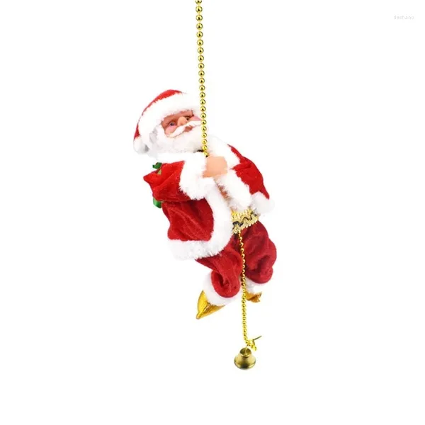 Decorazione per feste 2024 Ornamento di Natale Gift Scala di arrampicata elettrica Santaclaus con musica Merryschristmas Tree Decor.